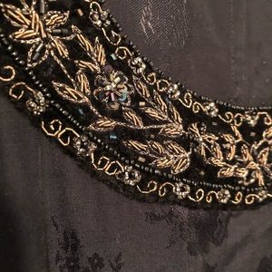 Stunning long black embellished light Damask-type Dress